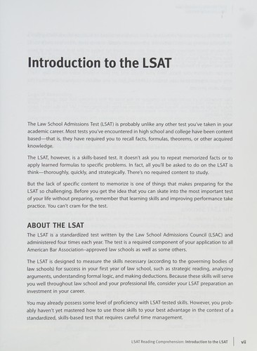 Cover for LSAT reading comprehension