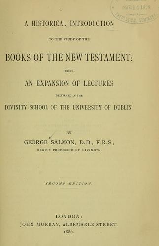 Cover for historical introduction to the study of the books of the New Testament