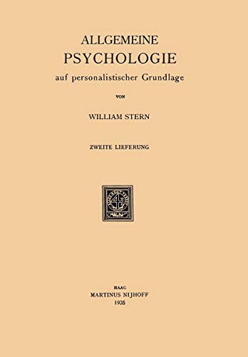 Cover for Allgemeine Psychologie auf personalistischer Grundlage