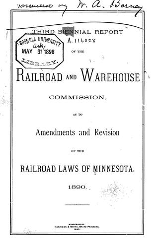 Cover for Laws relating to the Railroad and Warehouse Commission of the state of Minnesota