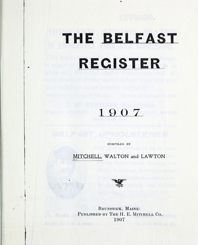 Cover for The Belfast register, 1907