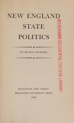 Cover for New England State politics
