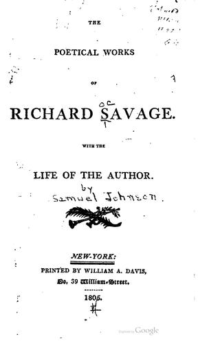 Cover for The poetical works of Richard Savage.