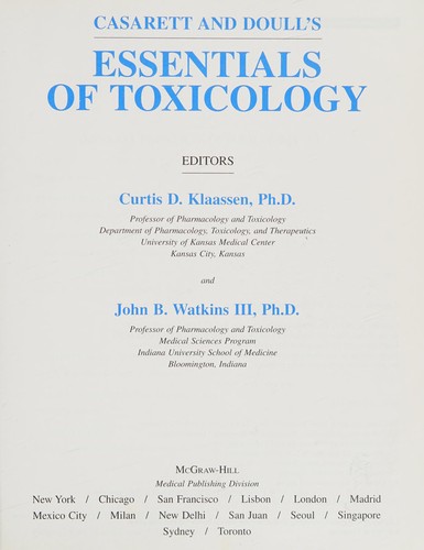 Cover for Casarett and Doull's essentials of toxicology
