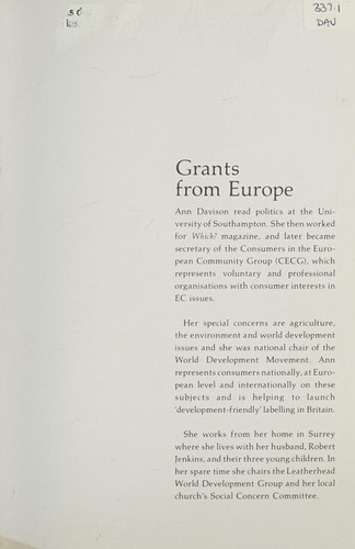 Cover for Grants from Europe