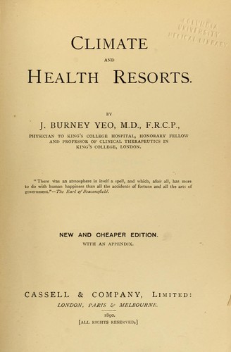 Cover for Climate and health resorts