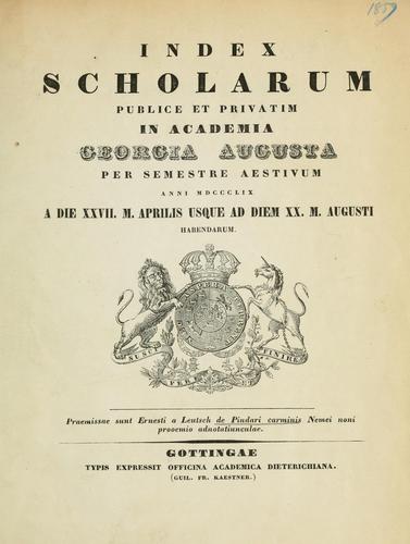 Cover for De Pindari carminis Isthmii secundi prooemio commentatio.