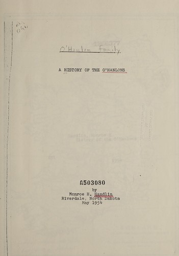 Cover for A history of the O'Hanlons