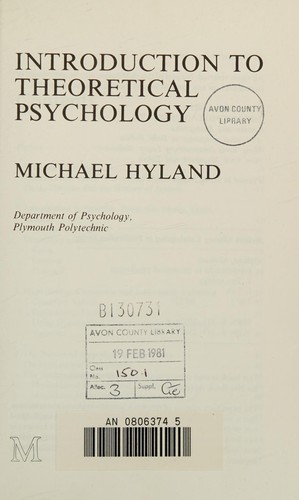 Cover for Introduction to theoretical psychology