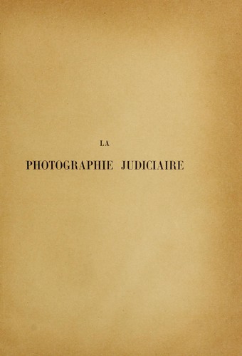 Cover for La photographie judiciaire