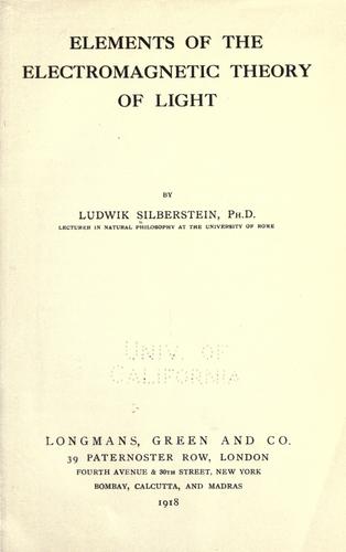 Cover for Elements of the electromagnetic theory of light.