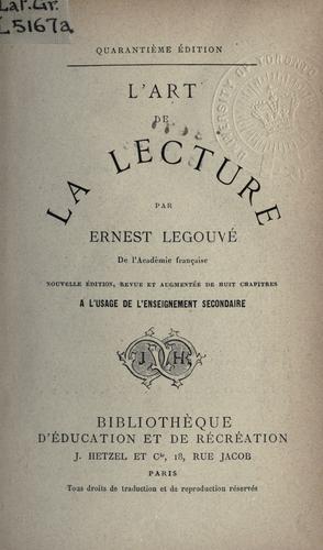 Cover for art de la lecture.