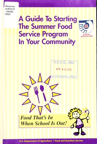 Cover for A guide to starting the summer food service program in your community