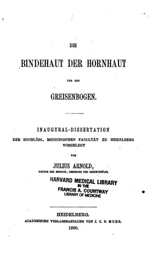 Cover for Die Bindehaut der Hornhaut und der Greisenbogen