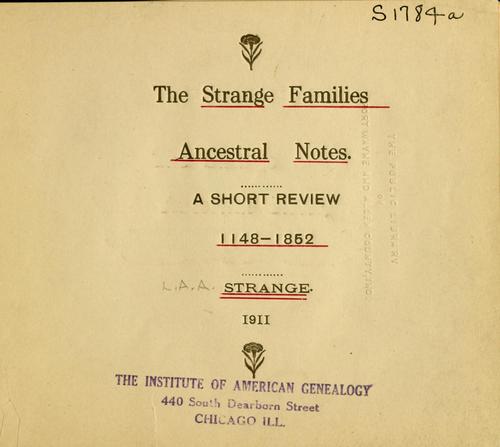Cover for Strange families ancestrial notes