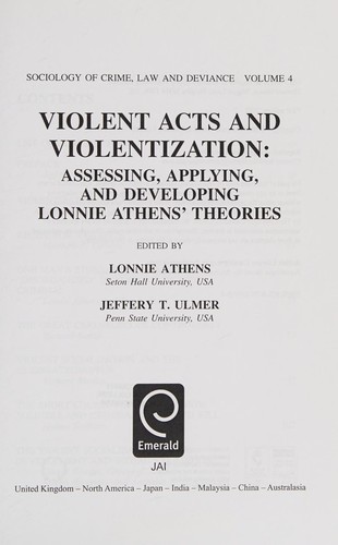 Cover for Violent acts and violentization