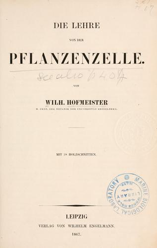 Cover for Die Lehre von der Pflanzenzelle