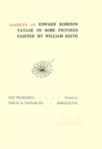 Cover for Sonnets of Edward Robeson Taylor on some pictures painted by William Keith.