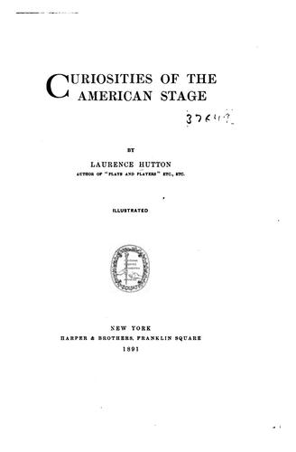 Cover for Curiosities of the American stage