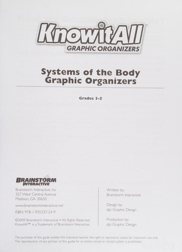 Cover for Know It All Graphic Organizers Systems of the Body Grades 3-5