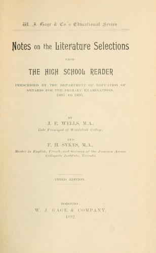 Cover for Notes on the literature selections from the high school reader
