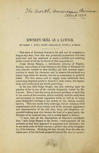 Cover for Lincoln's skill as a lawyer