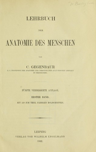 Cover for Lehrbuch der Anatomie des Menschen