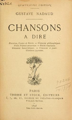 Cover for Chansons à dire.