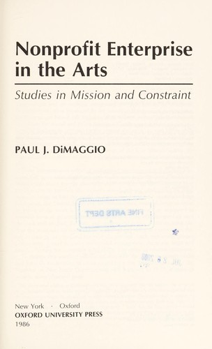 Cover for Nonprofit enterprise in the arts