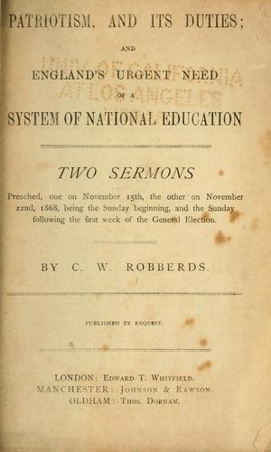 Cover for Patriotism, and its duties