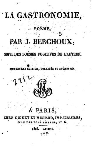 Cover for La gastronomie, poëme