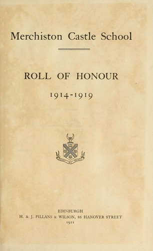 Cover for Roll of honour 1914-1919