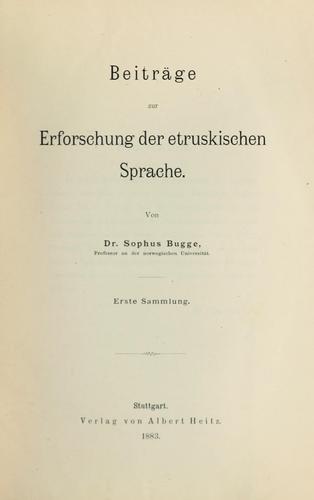 Cover for Beiträge zur Erforschung der etruskischen Sprache