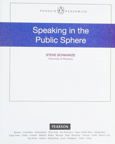 Cover for Speaking in the public sphere
