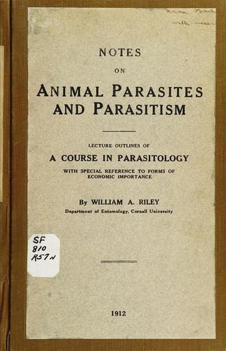 Cover for Notes on animal parasites and parasitism