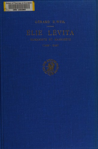 Cover for Élie Lévita humaniste et mannorete (1469-1549)