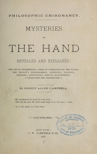 Cover for Philosophic chiromancy