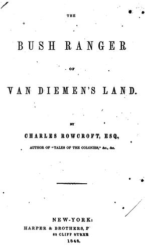 Cover for The Bush Ranger of Van Diemen's Land