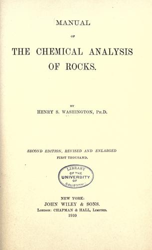 Cover for Manual of the chemical analysis of rocks.