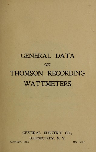 Cover for General data on Thomson recording wattmeters.