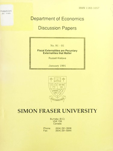 Cover for Fiscal externalities are pecuniary externalities that matter