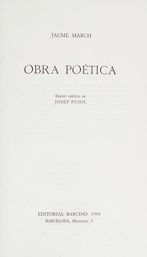Cover for Obra poètica