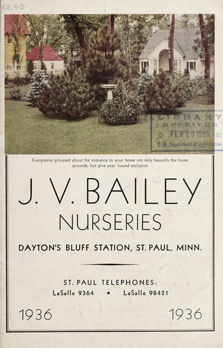Cover for J.V. Bailey Nurseries, 1936