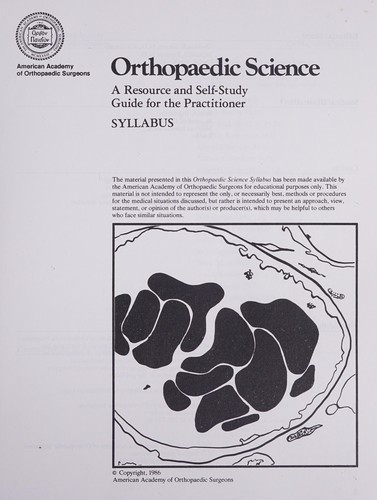 Cover for Orthopaedic science