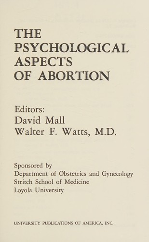 Cover for The Psychological aspects of abortion