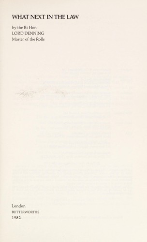 Cover for What next in the law