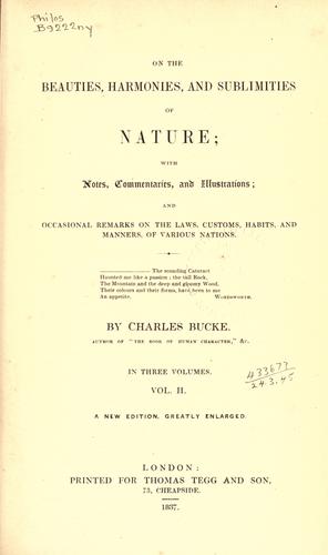 Cover for On the beauties, harmonies, and sublimities of nature