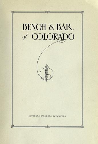 Cover for Bench and bar of Colorado
