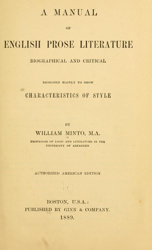 Cover for A manual of English prose literature