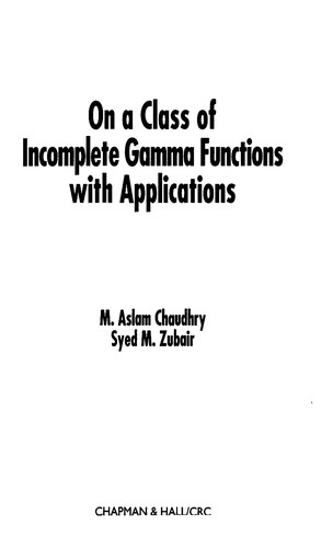 Cover for On a class of incomplete gamma functions with applications